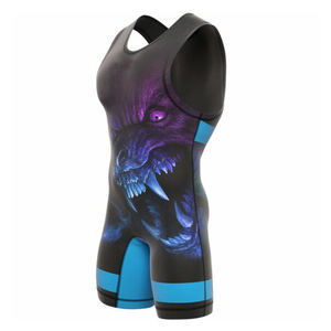 Men's Solid Wrestling Singlet Scoop Neck Tank Strap Regular Fit <b>Polyester</b> Moisture Wicking Adult Size Customized Team Name 140g - Product Image 2