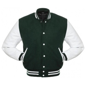 Blouson aviateur universitaire en laine bleu pour homme avec manches en cuir pour collège Écussons de broderie avec logo personnalisé Style baseball de rue d'hiver - Product Image 1