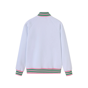 เสื้อแจ็คเก็ตวาร์ซิตี้แบบมีซิป ¼ ตัว สีขาวสไตล์กรีก แบบสั่งทำพิเศษ ผลิตจากผ้าขนสัตว์ พร้อมคุณสมบัติกันลม สำหรับใช้ในฤดูหนาว เหมาะสำหรับชมรมวิทยาลัย - Product Image 3