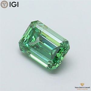 Fancy Vivid <b>Green</b> Color VVS2 Clarity Emerald Cut 1.00 CARAT CVD Lab Grown Diamond with IGI Certificate for Stylish Custom Ring - Product Image 6