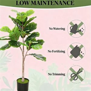 Albero di Fico Artificiale Verde per Decorazione Casa e Ufficio, Pianta in Vaso - Product Image 3