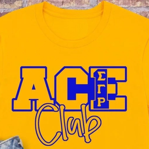 T-shirt SGRHO Ace Club Or pour femme, imprimé graphique, col rond décontracté, manches courtes, mode streetwear, personnalisation sororité grecque - Product Image 6