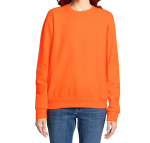 Men's <b>Orange</b> Crew Neck Pullover Sweatshirt 100% Cotton Regular Fit Solid Color Casual Winter Front Logo - Product Image 3