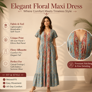 Robe chemise en soie de qualité supérieure pour femme, taille unique, bleu, motif floral paisley, robe longue, kaftan bohème |   Tenue de plage longue et fluide pour les vacances à la station balnéaire - Product Image 3