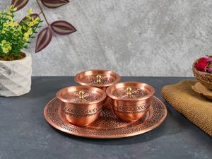 Handcrafted Hammered Copper Eco-Friendly Dishwasher Safe Spice Containers Lids Vintage Design Airtight Food <b>Storage</b> <b>Kitchen</b> Set - Product Image 5