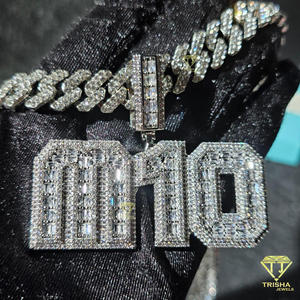 Lab Grown Diamond "TREV ' Necklace Custom Letter Pendant Hip Hop Bling <b>Chain</b> Jewelry Gift - Product Image 6