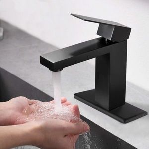 Robinet de lavabo noir mat T20 en acier inoxydable à poignée unique, monotrou, expédition impossible le week-end - Product Image 4