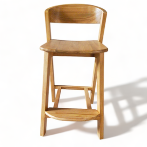 Chaise de bar au design minimaliste avec finition naturelle et structure en bois de teck pour la décoration de meubles de maison - Product Image 1