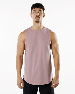 Camiseta sin mangas personalizada para hombre con corte bajo en el hombro, al por mayor, color tostado, de algodón, estilo musculoso, con bajo curvo, estilo urbano, sin mangas - Product Image 5
