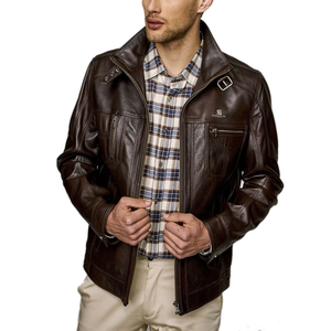 Men's Genuine Leather <b>Vintage</b> Motorcycle <b>Jacket</b> Classic <b>Biker</b> Winter Casual Streetwear Outerwear Wholesale 2026 - Product Image 4