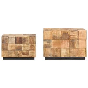 Tavolino da Caffè Piccolo Impilabile in Legno Massello di Mango Marrone - Product Image 3