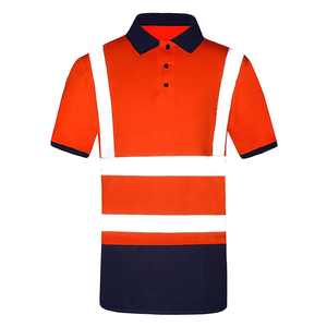 เสื้อเชิ้ตนิรภัยแบบสวมใส่สบาย ระบายอากาศได้ดี สีส้มกรมท่า แถบสะท้อนแสงแบบเรียบ ระดับ Class 2 สำหรับงานอุตสาหกรรม - Product Image 1