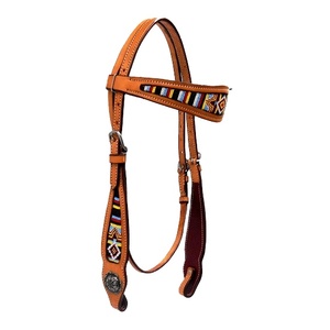 Alta calidad 100% cuero de vaca occidental Tooled Headstall ligero Bead trabajo directo al por mayor fabricante superior proveedor caballo - Product Image 5