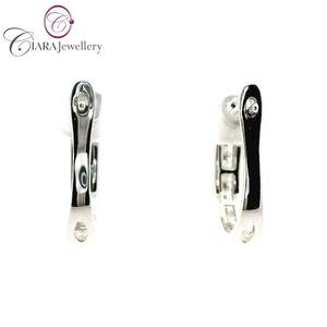 BEST SELLING CHANNEL <b>SET</b> 18K AU750/PT950 WHITE/YELLOW <b>GOLD</b> REAL NATURAL DIAMOND OVAL HOOP EARRINGS for WEDDING & ANNIVERSARY - Product Image 5