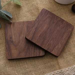 Classic Wooden Coasters Round and Square Shapes Natural <b>Wood</b> Grain Durable Design for Promotional Use - Product Image 6