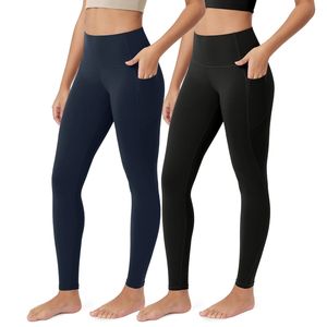 Leggings de Yoga Personalizados al por Mayor para Mujer, Cintura Alta, Sólidos, Elásticos en Cuatro Direcciones, Transpirables, para Entrenamiento, Gimnasio, Correr, Fitness, Ropa Deportiva con Bolsillo - Product Image 3