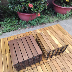 Baldosas de Madera de Acacia Impermeables con Sistema de Bloqueo Dual, 300x300mm, Instalación con Clic, para Interiores y Exteriores, Jardín, Terraza - Product Image 3