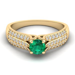 REYES Luxury 925 Sterling <b>Silver</b> Round Cut 0.5 Carat <b>Emerald</b> Gemstone with Moissanite <b>Ring</b> For Women Birthstone Fine Jewelry - Product Image 1