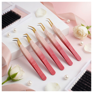 Premium Stainless Steel Fiber Tip Eyelash Extension Tweezer Anti-Static Design Durable Construction 45/90-Degree Tips - Product Image 1