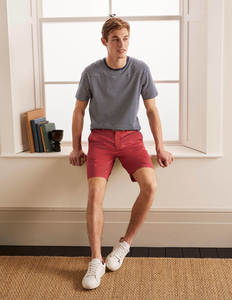 Pantalones Cortos Bermuda Oxford de Algodón Rojo para Hombre, Cintura Media, Cierre de Botones, Color Sólido Informal, Bolsillos, Tejido Transpirable - Product Image 3