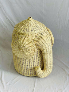 Actual photos from the workshop - Woven rattan toy storage basket for children, <b>elephant</b> shape, children's room <b>decoration</b>. - Product Image 2