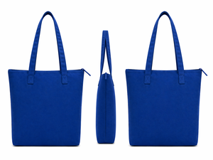 300GSM Solid Blue Canvas <b>Tote</b> Bag Large Capacity Eco Friendly Reusable Shopping Bag Custom Logo <b>Zip</b> Closure Heavy Duty Wholesale - Product Image 6