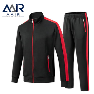 Ensemble de survêtement noir pour homme, veste zippée intégrale et pantalon à taille élastique, respirant, grande taille, vêtements de sport décontractés - Product Image 4