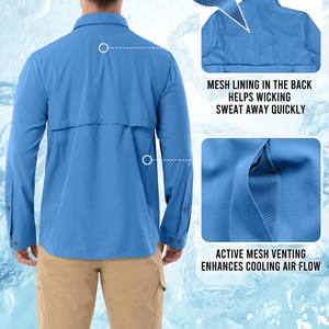 Camisa de senderismo para hombre, transpirable, impermeable, para pesca, con botones, de secado rápido, estilo safari, para actividades al aire libre. - Product Image 2