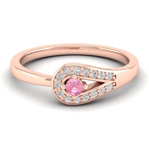 REYES Minimalist 925 Sterling Silver Pink Morganite Gemstone Rings Round Brilliant Cut 0.11 Carat Moissanite Fine Jewelry - Product Image 5