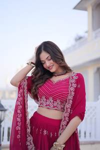 Lehenga Choli de Diseñador para Novia, Vestidos de Fiesta de Verano para Mujer, Vestidos de Boda Reversibles de Secado Rápido en Faux Georgette, Precio Bajo, Más Vendidos - Product Image 3