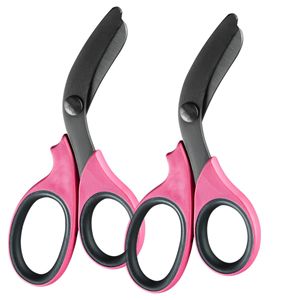 Tijeras de trauma de alta resistencia de 7.5 pulgadas con hojas recubiertas de titanio negro y mangos rosas de Dentavex - Product Image 6