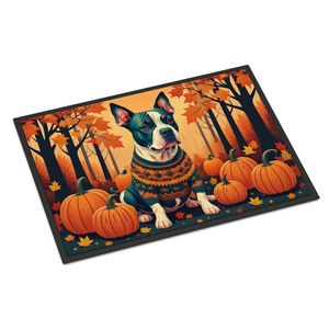 Felpudo de otoño Pit Bull Terrier antideslizante lavable de pila baja 24H X 36W alfombra de entrada interior y exterior para puerta delantera - Product Image 1