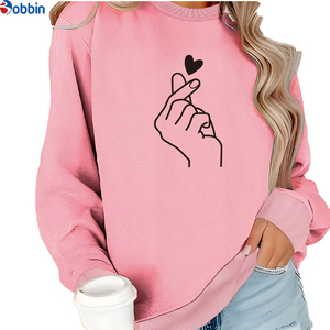 Sweat-shirts à manches longues à col rond avec imprimé cœur mignon et tendance, sweat-shirts à capuche personnalisés en relief, best-sellers - Product Image 3