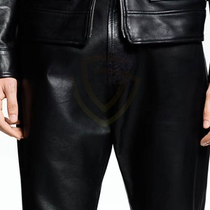 Custom Logo Leather Pants For Men Made In High Quality Leather Pants Hot Sale Custom Design Men Leather Pants - Product Image 6