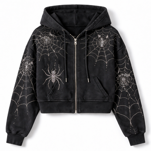 Wholesale Custom Premium Winter Autumn Printed <b>Sequined</b> Spider Hoodie with Rhinestones-OEM Supplier for Womens Fashion - Product Image 5