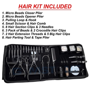 Professional Hair Extension Tools Kit | Complete Hair Extension Installation Kit with Pliers <b>Needles</b> <b>Beads</b> Thread Loop Clip - Product Image 2
