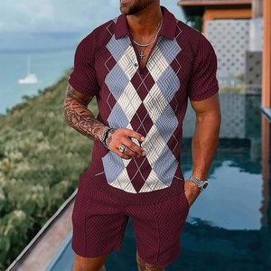 Conjunto Deportivo Casual de 2 Piezas para Hombre, Estampado en 3D, Tela Waffle, Shorts de Playa, Estilo Deportivo Holgado para Verano - Product Image 3