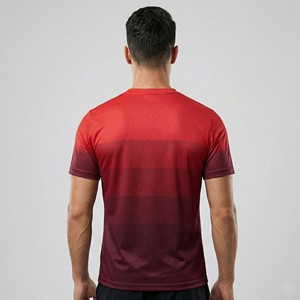 Custom Blank <b>Red</b> Gradient Soccer Jersey Men's Ombre Short Sleeve Crew Neck Football Training Shirt - Product Image 3