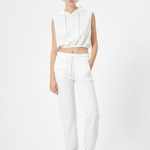 Sweat-shirt à capuche sans manches zippé pour femme, coupe ample décontractée, tricoté, effet délavé, avec cordon de serrage, léger, pour l'hiver, taille XS - Product Image 3