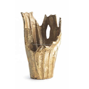 Azora Industries Vase de table moderne chaud Vase à fleurs en aluminium moulé deux tons antique avec vase à fleurs en aluminium moderne polonais - Product Image 2