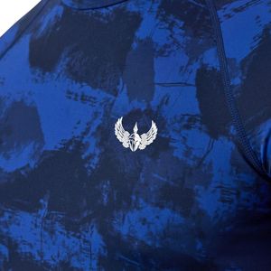 T-shirt de compression à manches courtes pour homme, camouflage bleu, entraînement sportif, performance athlétique, gym, fitness, vêtements de sport - Product Image 4