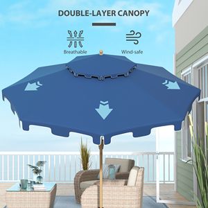 Ombrellone da Giardino e Spiaggia 2,5m e 2,7m con Pulsante di Inclinazione e Manovella Blu Scuro - Product Image 6
