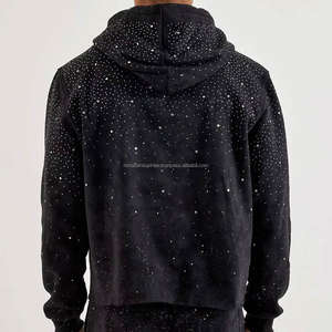 Sweat-shirts à strass, fabrication OEM, sweat-shirt en molleton de coton avec design en pierres brillantes, personnalisation de la marque disponible - Product Image 5