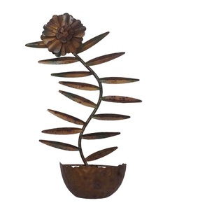 Pot de fleurs demi-rond écologique au design original, fait main, en métal moderne, pour décoration murale ou de table de salon - Product Image 1