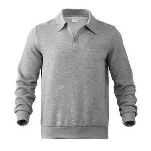 Pull à col zippé pour homme en gros, personnalisable avec étiquette OEM, tricot texturé, col polo, haute qualité, vêtements décontractés d'hiver pour hommes - Product Image 3