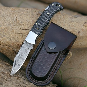 OEM UA Supplies Industrial Grade Damascus Steel Folding Pocket <b>Knife</b> Sculpted Wooden <b>Handle</b> Back Lock Razor Sharp <b>Knife</b> - Product Image 1