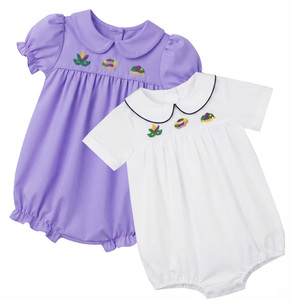Babero con Botones de Estilo Francés, Color Morado Sólido, para Bebés Niñas, Ecológico y Transpirable, Estilo Dulce y Bonito - Product Image 3