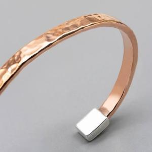 Copper Alloy Cuff Bracelet Geometric Pattern Vintage Style Unisex Jewelry <b>men</b> and women wrist wear healing Antique Copper Plate - Product Image 2