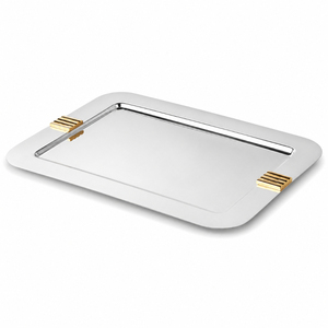 Bandeja de Servir de Acero Inoxidable con Acabado Espejo de Lujo, con Asas de Cristal, Rectangular, Decorativa, para Bodas y Hoteles - Product Image 5