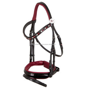 Bride de cheval en cuir de haute qualité avec logo personnalisé de bande de front de cristal Produit équestre pour l'équitation - Product Image 2